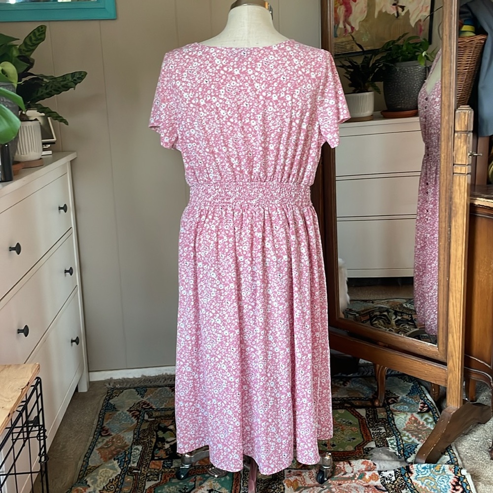 ModCloth EUC pink floral prairie dress (with pockets!), women’s plus size 2X - Picture 3 of 8